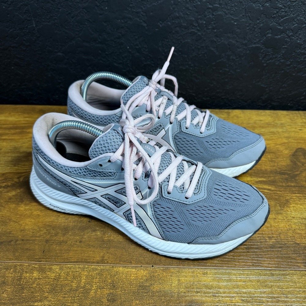 Asics Gel-Contend 7 1012A910 Grey Pink Running Shoes Womens 9.5 Wide